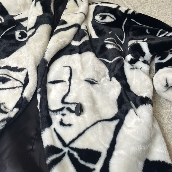 DONNY Brooks RIHANNA Faces Plush Jacket 1980’s Oversized Extra Small - Picture 3 of 14